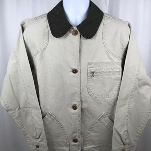 LL Bean Canvas Barn Jacket Coat Corduroy Collar